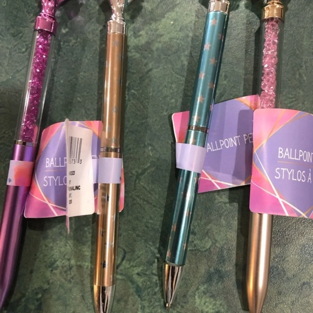 4pack Gemstone topped ballpoint pens new FREE‎ with purchase